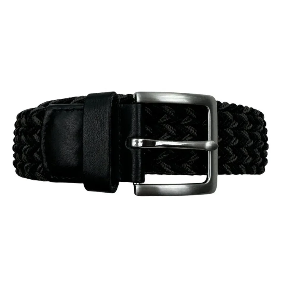 Gap Braided Elastic/Stretch Gray/Black Leather Belt Men's Size Medium